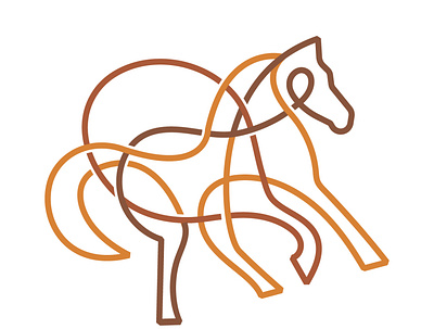 Horse mark animal brand branding design horse illustration lines logo logotype monogram monoline orange symbol