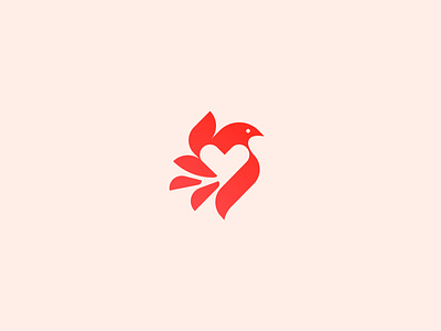 Heart & Bird Mark bird bird logo brand branding design elegant heart heart logo logo logotype love mark symbol