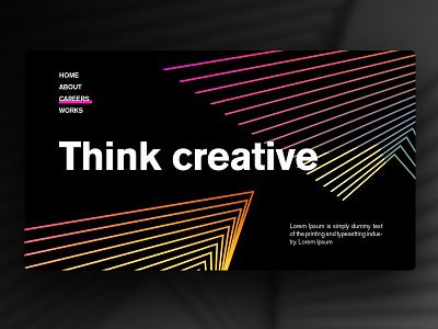 Think creative black color header neon ui