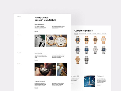 Patek Philippe Website Concept blocks branding design ecommerce landing page product design ui ux