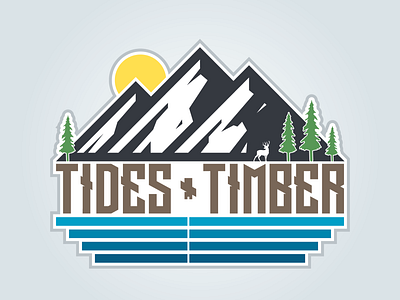 Tides & Timber forests logo design lumber water woodworking