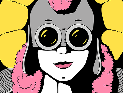 Nine of Cups colorful figurative goggles illustration line tarot tarot card woman