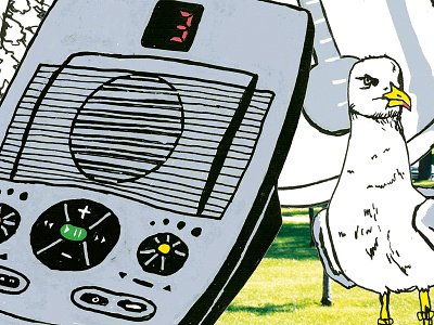 The Writer / The World (Detail 3) answering machine colorful illustration line photograph seagull