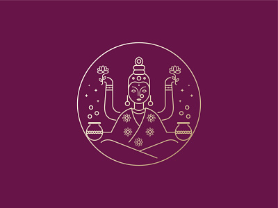 Lakshmi brand god hindu india lakshmi lineart logo logotype purple silver