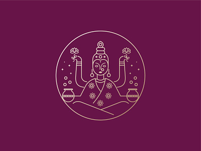 Lakshmi brand god hindu india lakshmi lineart logo logotype purple silver