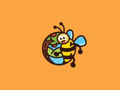 Travel Bee bee cartoon illustration logo travel