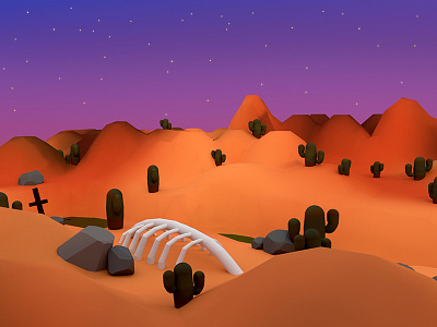 Desert 3d blender desert design illustraton lowpoly model modeling photoshop
