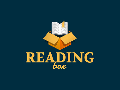 Reading Box blue box brand design library logo mark reading yellow