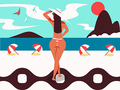 The Girl from Ipanema beach bossa nova brazil girl illustration illustrator ipanema rio samba summer vector