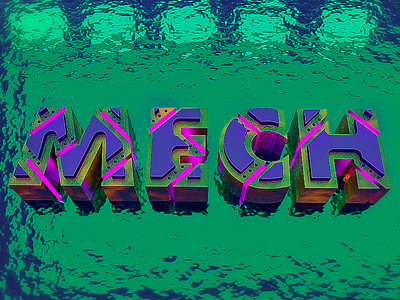 Mech 3d blender letter mech metal model modeling purple render typography