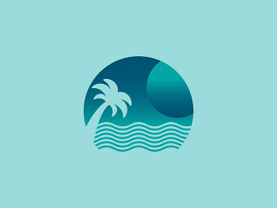 The Oasis blue brand green illustration logo logotype mark negative space oasis palm tree shape teal