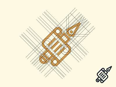 Parchment & Pen brand geometric gold grid logo logotype mark parchment pen shape