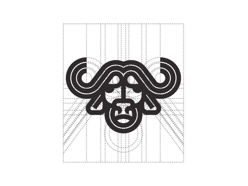 buffalo constructions animal black branding bufallo contruction grid guide identity logotype mark minimal monogram