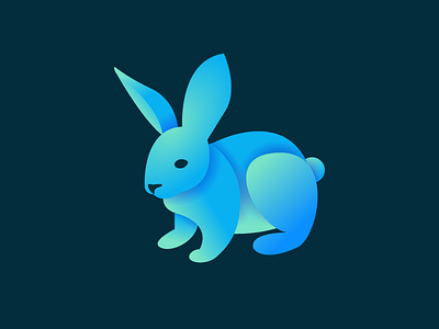 bunny blue bunny easter gradient holiday icon logo minimal rabbit shape symbol teal