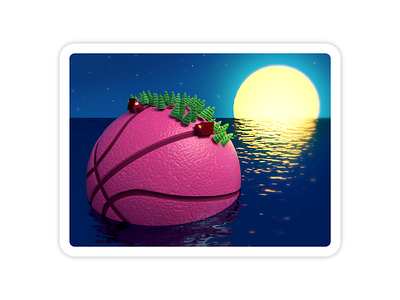 dribbble Island 3d 3d design 3d model dribbble game island modeling mule photoshop rebound render sticker