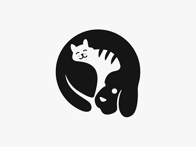 Cat & Dog animal black brand cat dog icon logo logotype negative pet puppy space