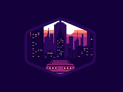 Night Prowl badge car city drive future illustration illustrator night prowl purple retro vector