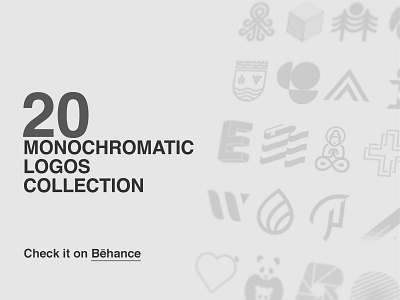 20 Monochromatic Logos Collection behance brand branding flat geometric icon logo logodesign logotype minimal monogram trademark