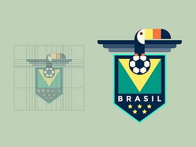 Brazil badge brazil cup flag football grid logo logotype soccer toucan world world cup logo challenge