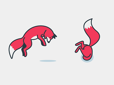 Fox Pounce animal brand cartoon fox grey hunting logo logotype pounce red shape vector