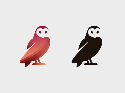 Barn Owl animal barn bird black brand gradient logo logotype monogram negative owl space