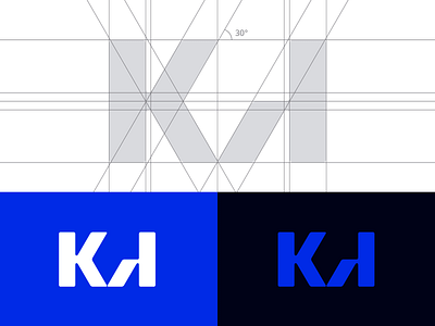 K A Monogram app icon blue brand identity branding grid icon design lettermark logo logo design logotype minimal monogram