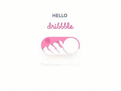 Hello Dribbble animation debut dribbblecommunity firstpost hello principleapp shot thanks toggle