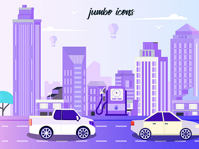 Illustration Made Using Transport Vector Flat Icons