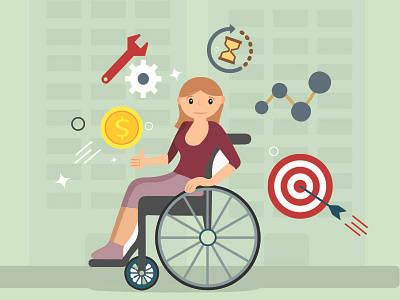 Vector Illustration- Working Women with Special Needs.