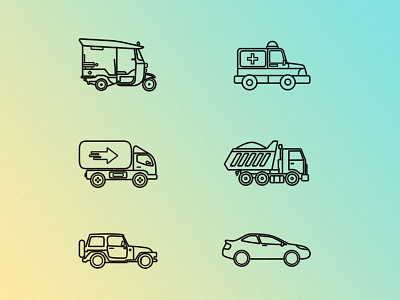 50 Vector Line Icons- Transports ambulance bus cars illustration jeep line transport truck ui vector vehicles