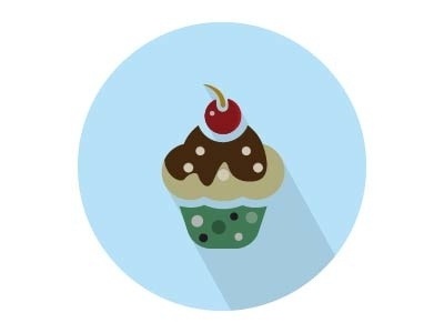 Cherry Cup Cake Flat Vector Icon colored creative deliciousmonday flaticon foodicon graphics realistic vector