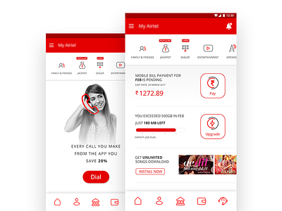 Telecom App Design app mobile red telecom ui