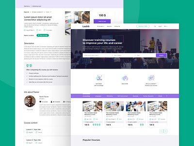 Website for searching training courses app application design ecommerce landing ui ux