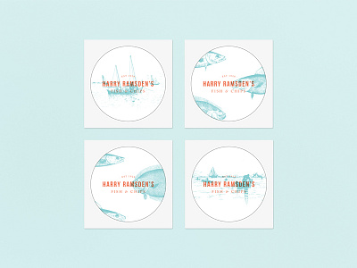 Harry Ramsden's Rebrand Coasters branding fish fish and chips harry ramsdens print seaside