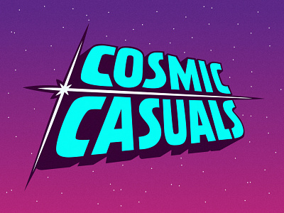 Cosmic Casuals Logo comic book illustration logo typography