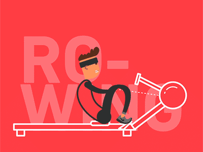 ROWING character fitness flat gif motion outline rowing vector