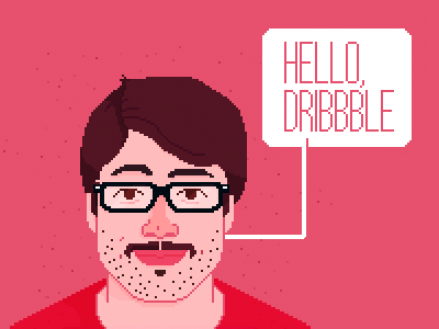 Hello, Dribbble. greetings pixel art self portrait