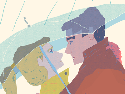Umbrellas illustration poster