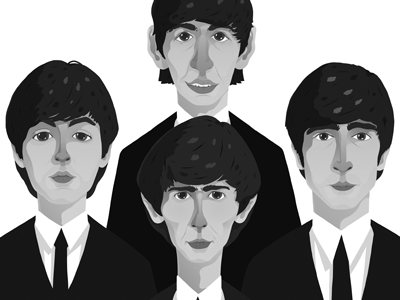 Beatles Print bw illustration poster print texture