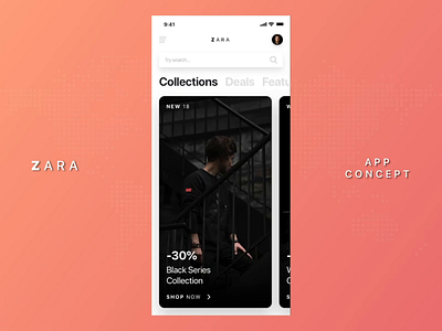 Zara App Concept animation app blue challenge design dribbble element gradient interaction landing page new ui ux zara