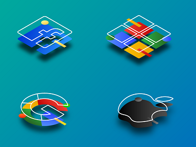 Isometric Icons of Famous Brands