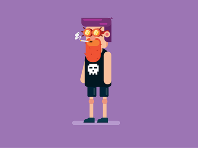 Punk cartoon flat design game design illustration man person punk purple smoke