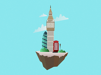 London 2d 30 st mary axe blue clock tower daily england flat design illustration island london noise phone box