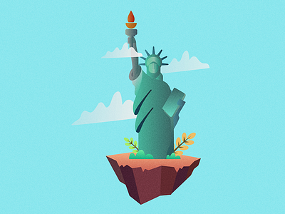 America 2d america blue daily flat design grain illustration island new york noise statue of liberty usa