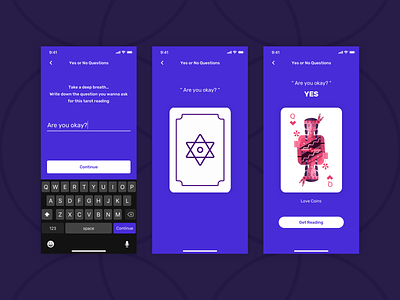 Astral Angel - Yes or No Question [ Fortune App ] apple ask card deck design form design fortune teller gamification horoscope iphone 11 iphone 11 pro iphone x magic mobile app mobile survey placeholder quiz tarot card ui user experience ux