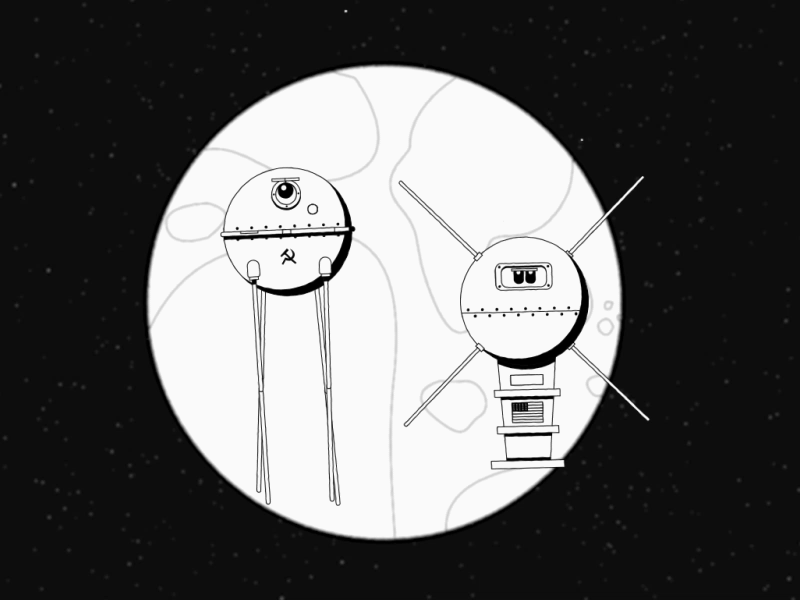 Satellites 2d animation animation design illustration illustrator space starwars usa ussr vector