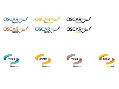 Logotypes "OSCAR l'agence" color tests colors colors tests essais de couleurs identité visuelle logo logotypes tests visual identity