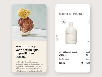 Nourished.nl mobile website app brand design brand identity design ecommerce ecommerce design girl minimalism mobile mobile design natural cosmetics typography ux webshop website website concept website design