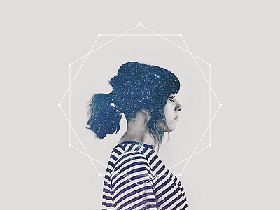 Constellations of You constellations design double exposure galaxy girl hair minimalism photography profile simple stars