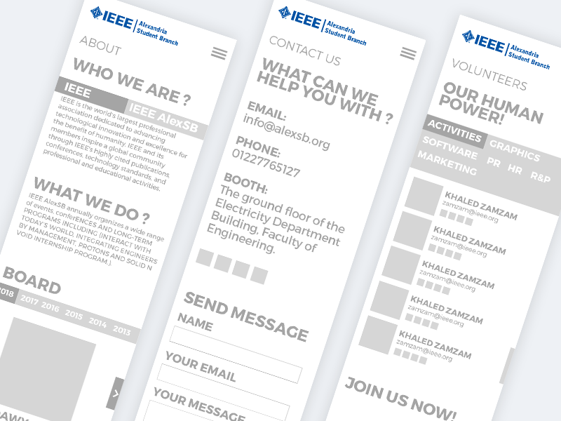 IEEE AlexSB Main Website screen mobile ux app speakers alex ieee website main event
